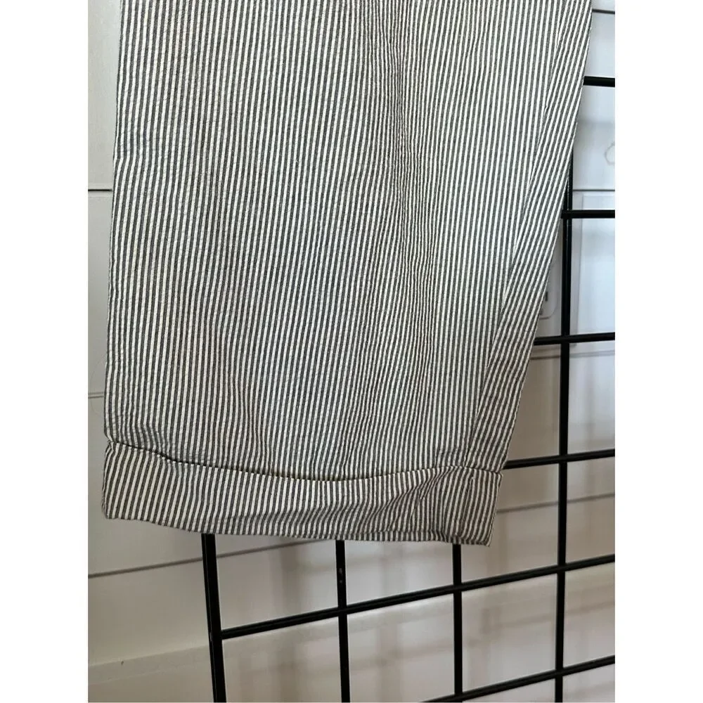 Banana Republic Dress Pants Mens 38 Long Grey Striped Pleated Cuffed Vintage Sus